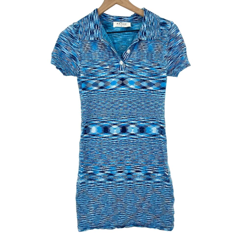 Native Blue & White Patterned Mini Dress - Picture 2 of 9